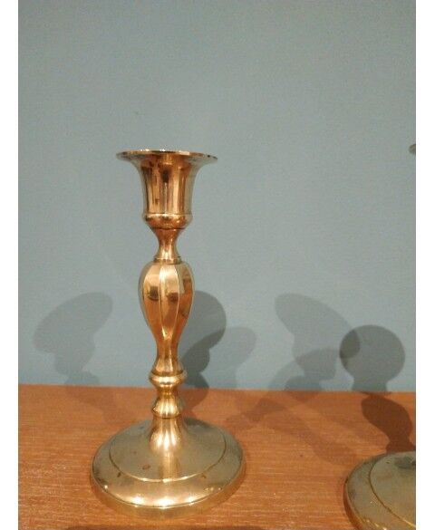 Pair of brass candle holders