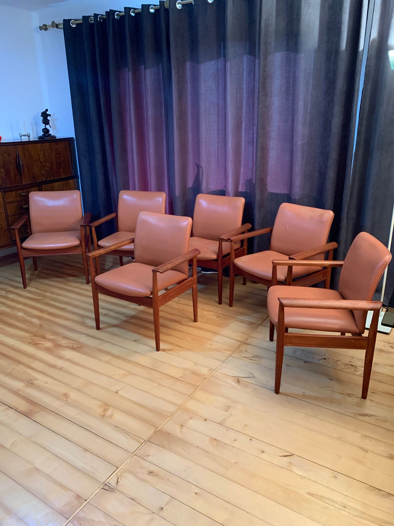 Set of six Diplomat armchairs, model 209 by Finn Juhl, Cado, 1960s