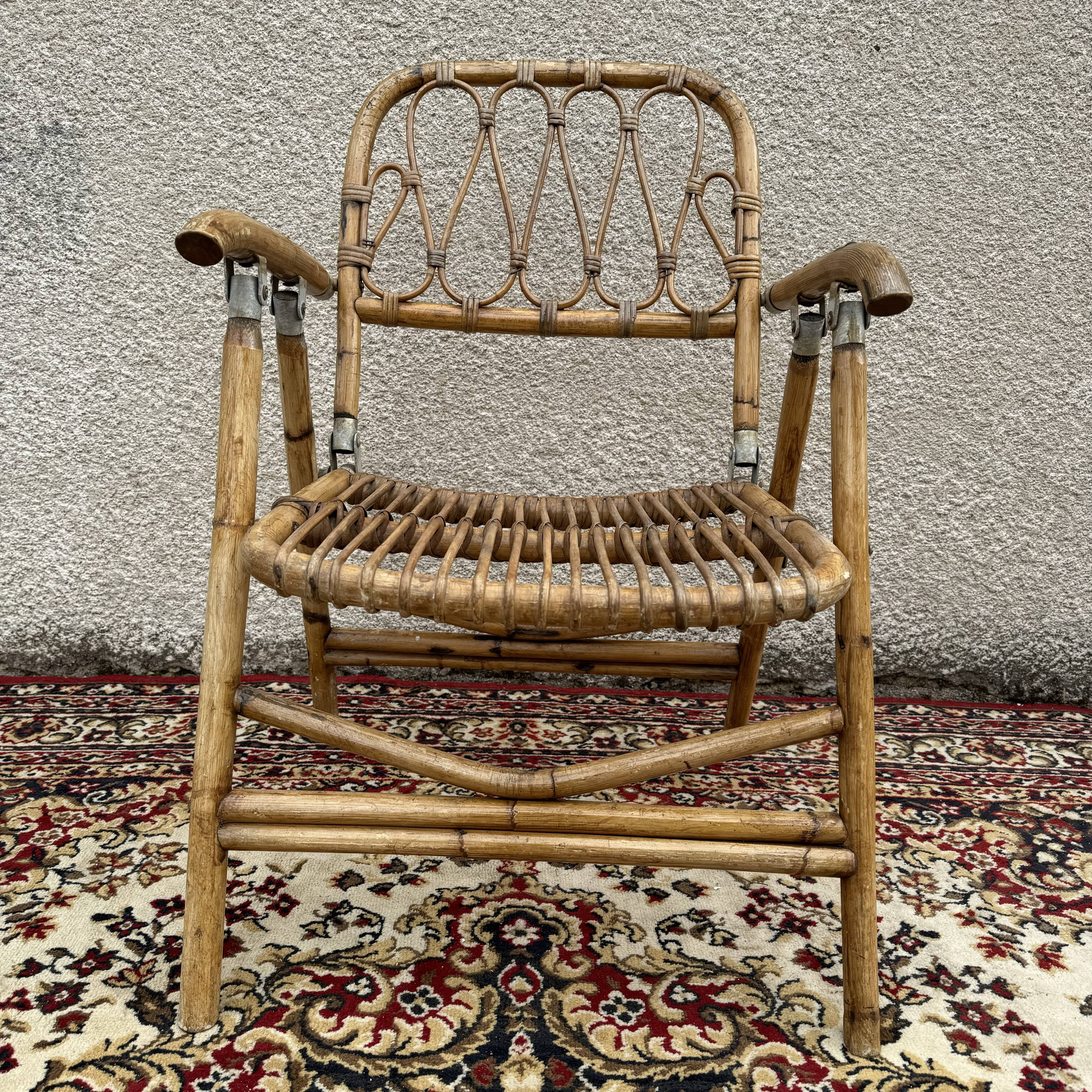 Rattan and Bamboo Folding Armchairs Valencia Spain 60'S
