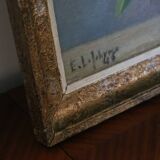 Oil painting, Lilac, still life, 1946