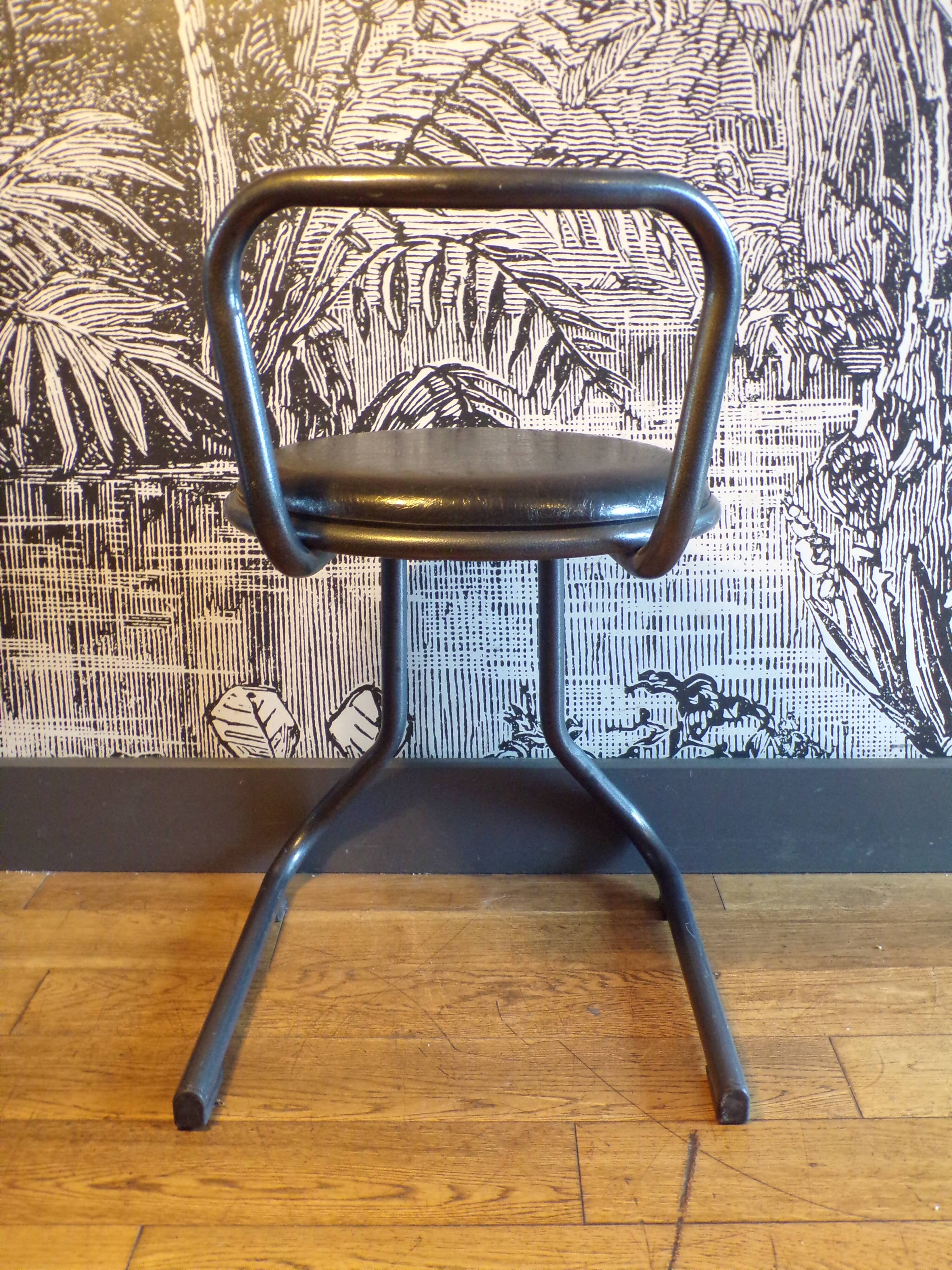 1980 steel and leatherette stool