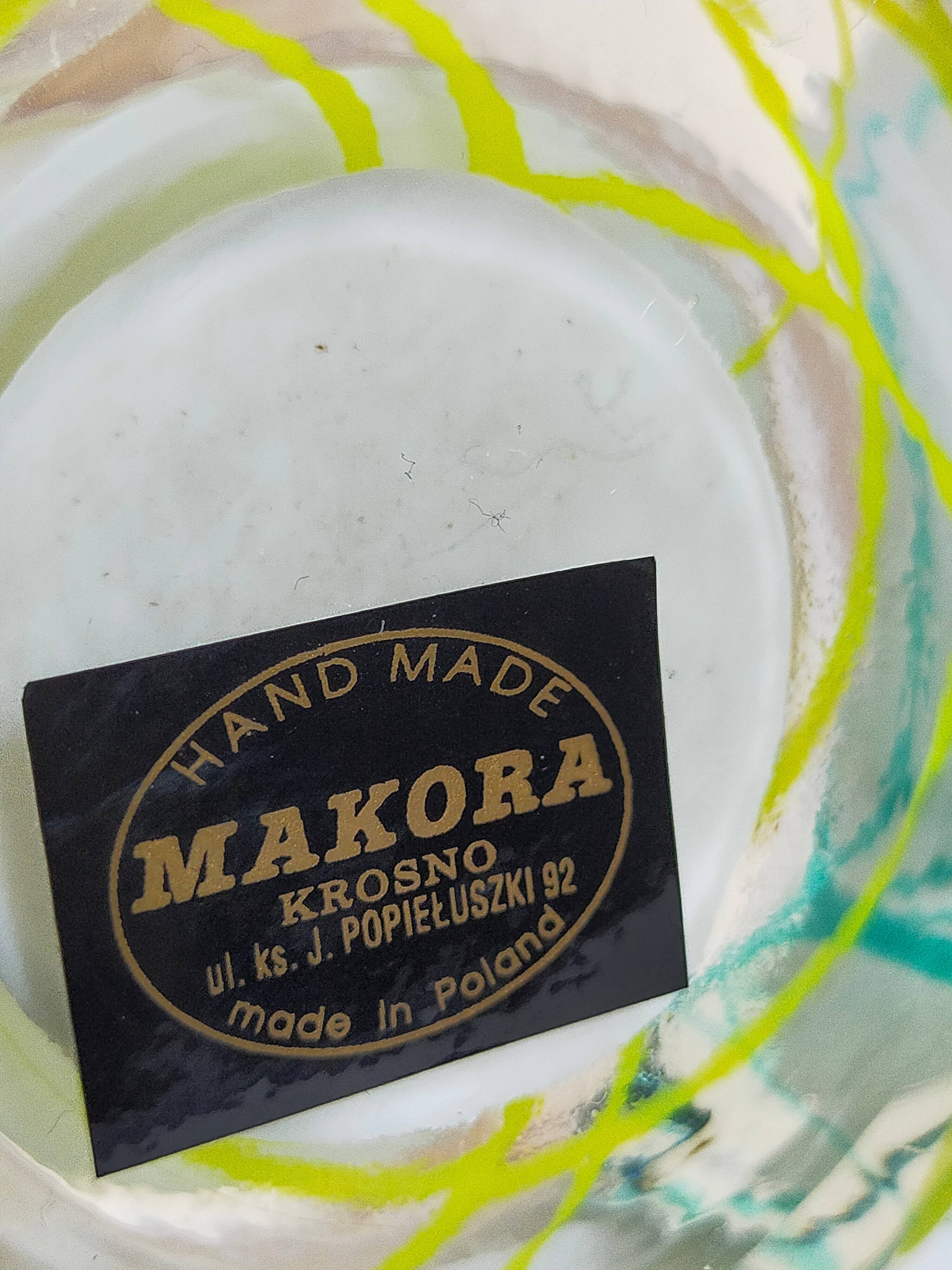 Duo of makora blown glass soliflores (krosno, poland) 1970s