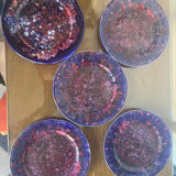 Set of 5 vintage Morvan ceramic plates