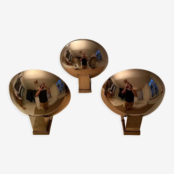 Suite of three vintage modernist wall lamps in chromed metal, Deknudt, Belgium