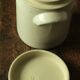Pot glazed stoneware beige lid handles