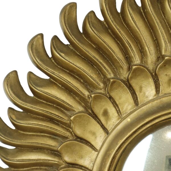 Miroir soleil vintage Miroir en forme de soleil Convexe en résine dorée 42 cm