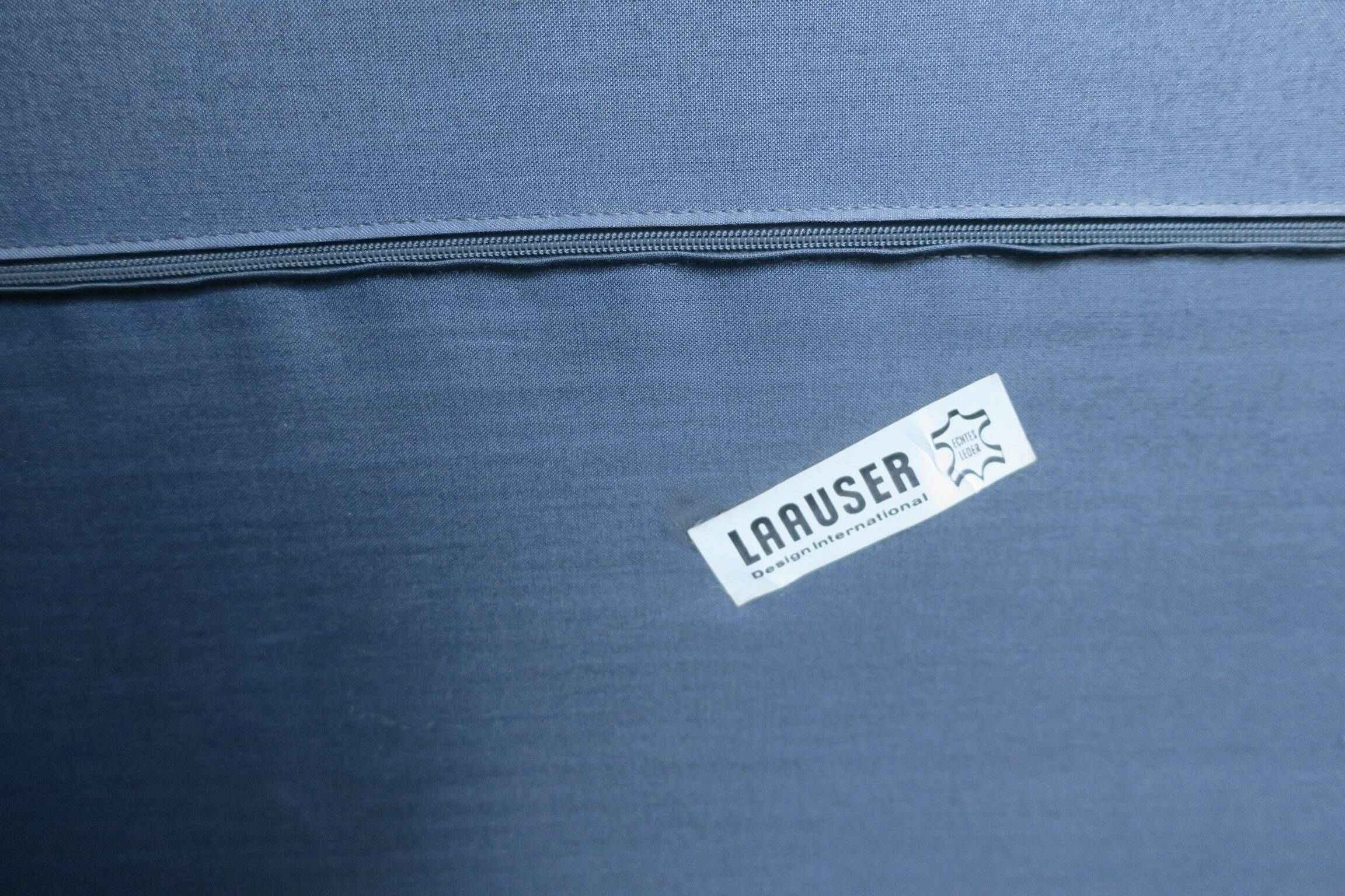 Patchwork leather olive green lounge chair and ottoman by Laauser, 1970s