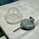 Vintage Space Age UFO Flush Mount Light Fixture with Spotted Glass Shade, 1960s