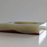​Italian ashtray in green and red onyx - 15 cm x 15 cm