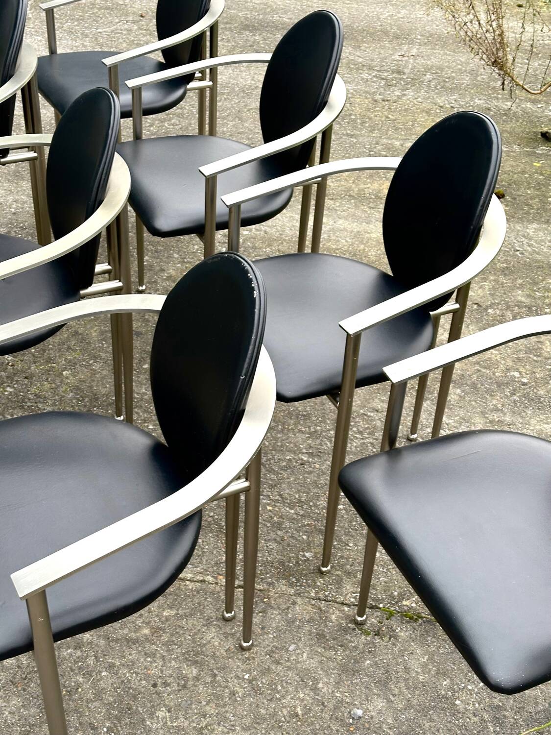 Set of 7 Belgo Chrome chairs from the 1980s