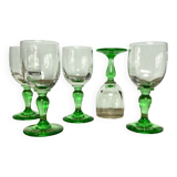 5 small stemmed glasses