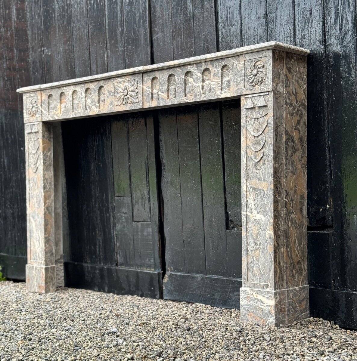Louis XVI Fireplace In Gray Ardennes Marble, 18th Century