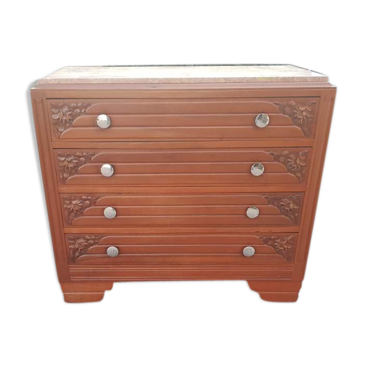 Chest of drawers art deco era in walnut
