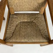 Set of 2 Vintage armchair easy chairs oak & seagrass 60s mid-century
