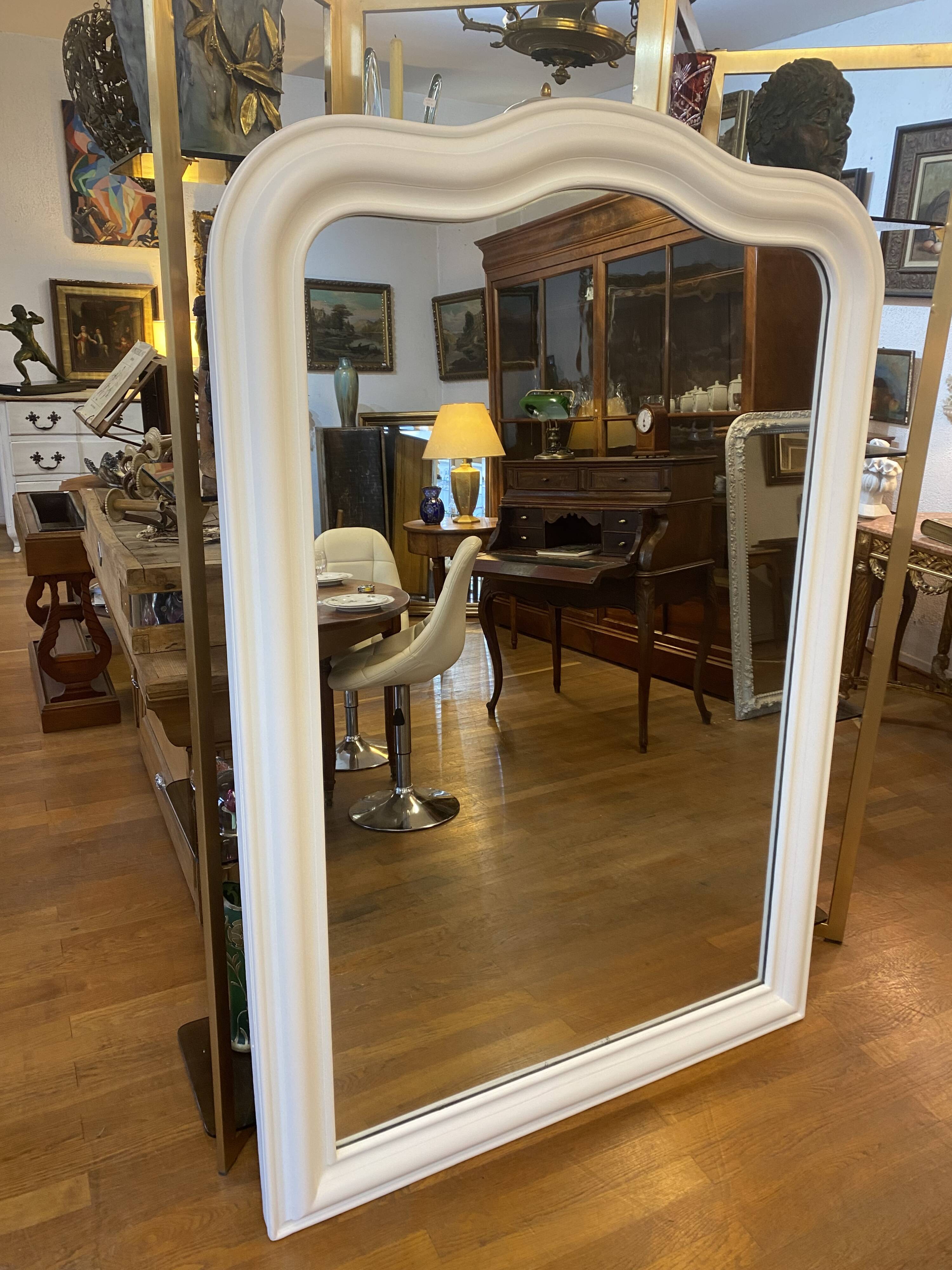 Louis Philippe mirror patinated in white by a lacquer artisan