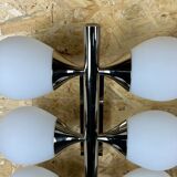2x 60s 70s 6-bulb Sputnik wall lights by Kaiser Leuchten opal glass
