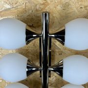 2x 60s 70s 6-bulb Sputnik wall lights by Kaiser Leuchten opal glass