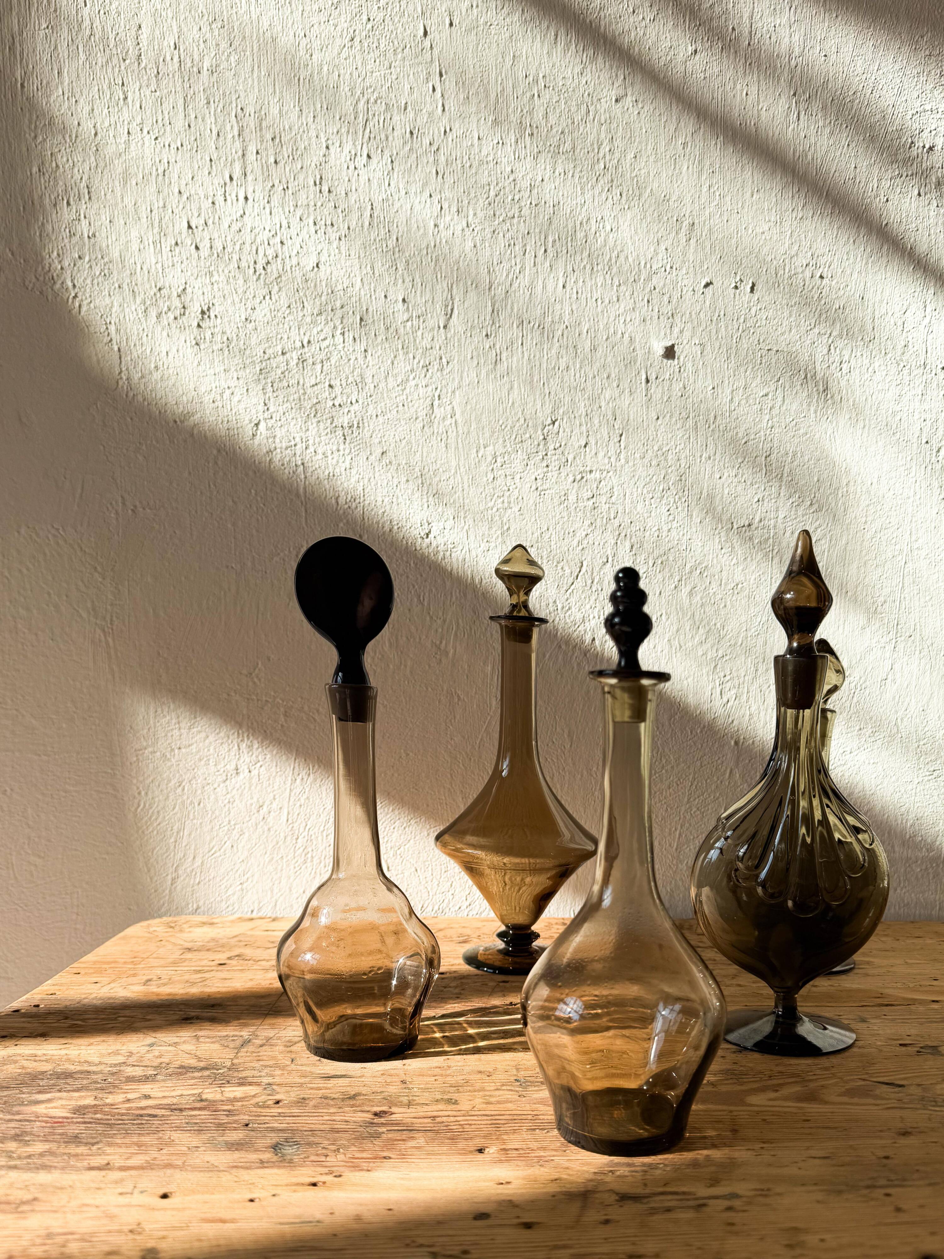 Art Deco Collection of 10 Sculptural Carafes Sweden 1920s