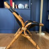Bamboo and leather sling chair
