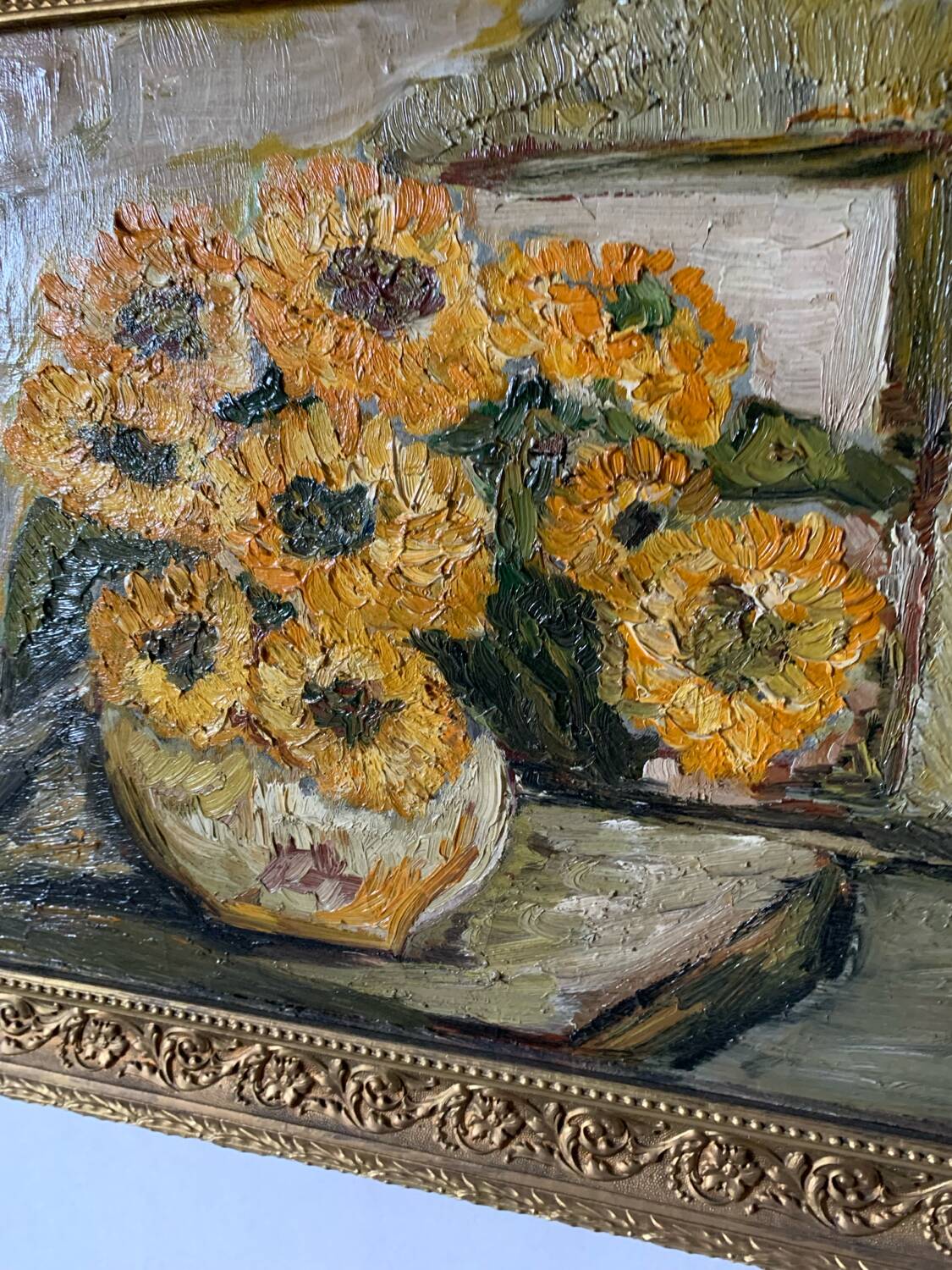 Old painting bouquet of yellow flowers