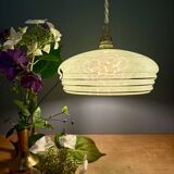 Vintage green and gold Clichy glass lampshade pendant light