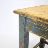 1950s Patinated Pine Tree Wooden Table, Czechoslovakia