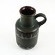 Fat lava ceramic vase with handle, green glaze, West Germany, 1970s