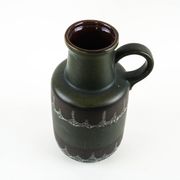 Vase en céramique fat lava avec poignée, glaçure verte, Allemagne de l'Ouest, années 1970