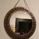 Beautiful brutalist round iron mirror in the RYCKAERT style ATELIER MAROLLES JEAN TOU