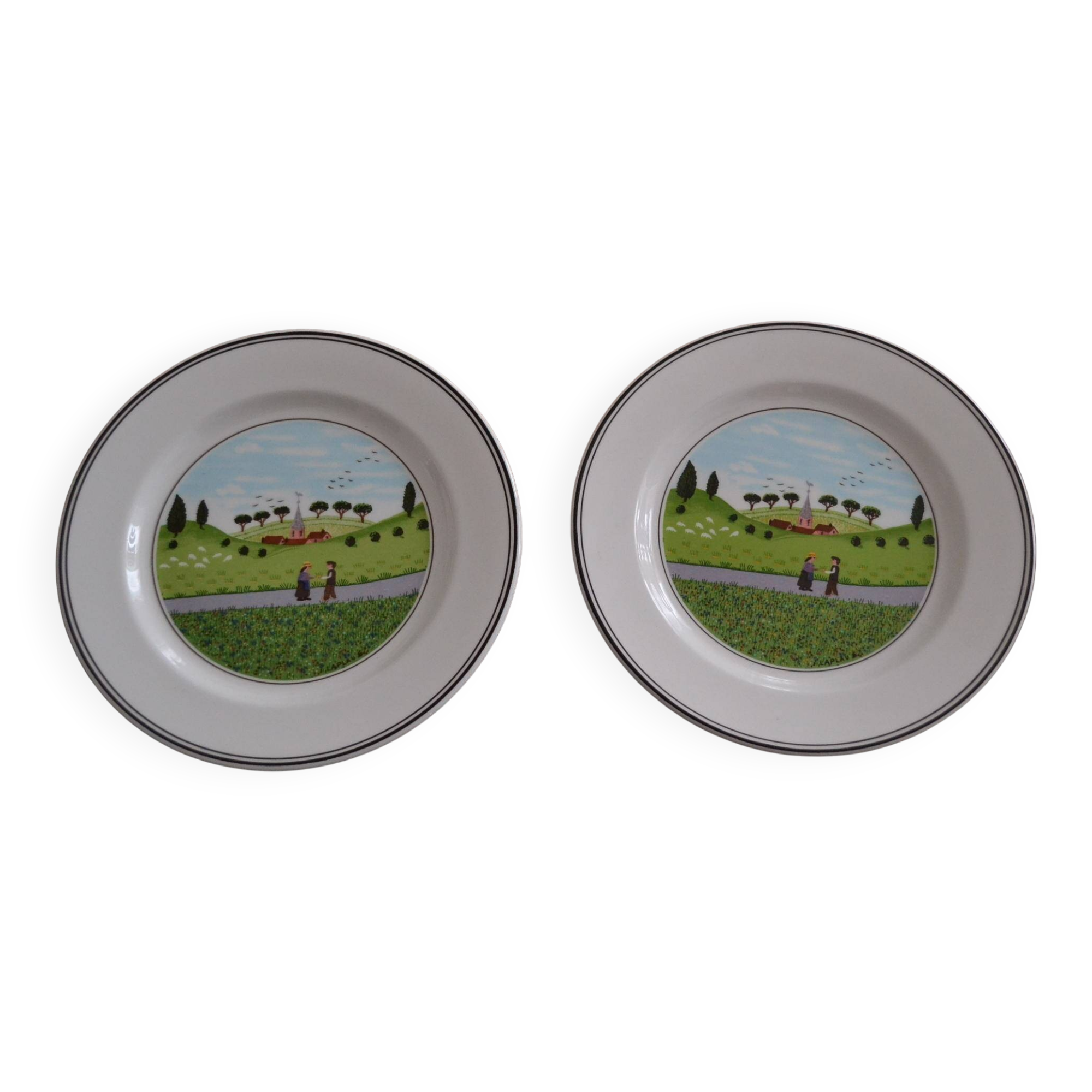 Set of 2 Villeroy & Boch plates, Naïve pattern