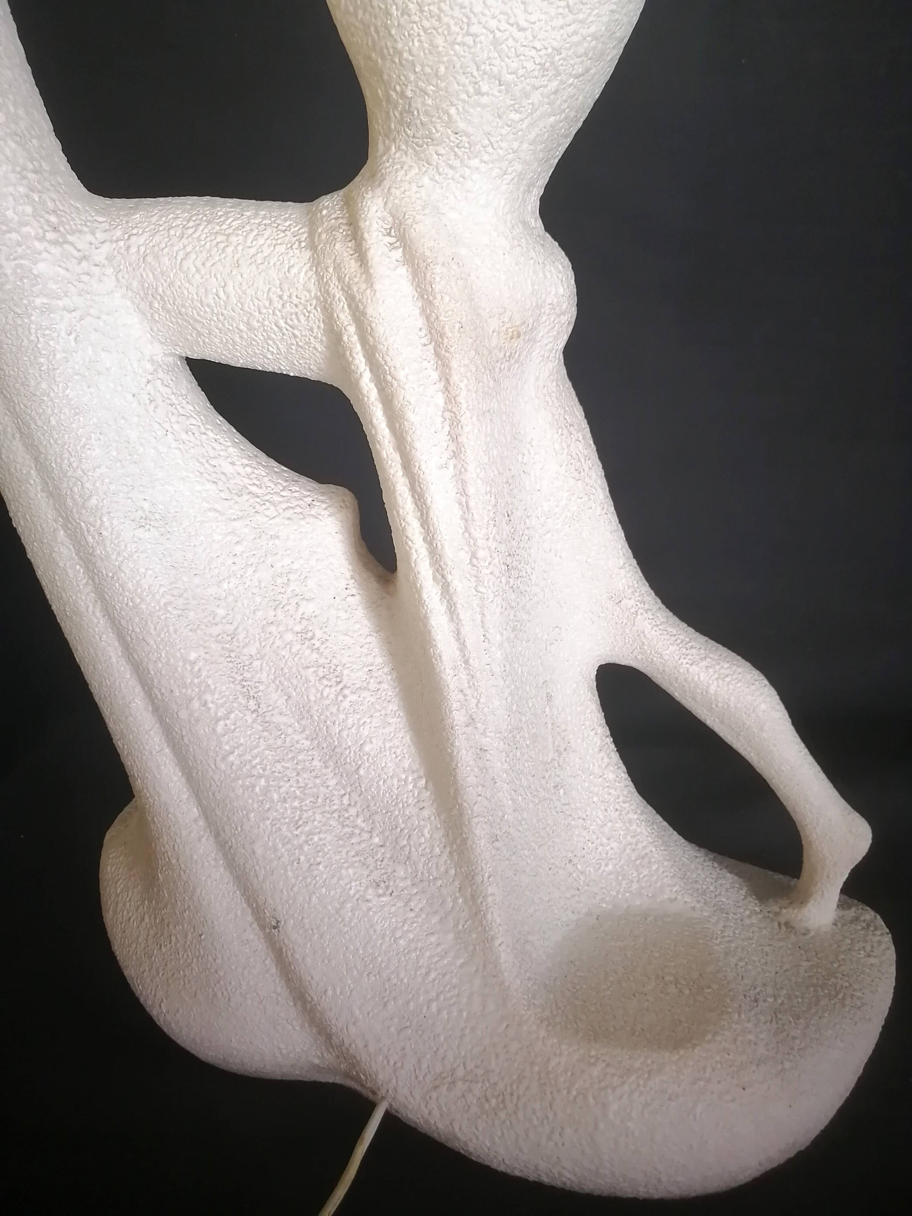 Art Deco lamp with stoneware resin sculpture, 1960s