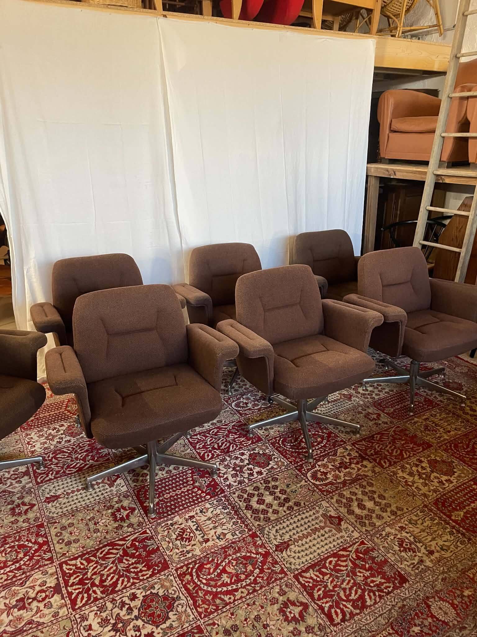 1970s swivel chair in tweed and chrome – 7 available