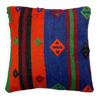 Vintage turkish kilim cushion cover , 40 x 40 cm