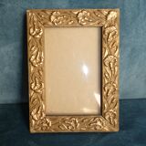 Photo frame art nouveau carved wood golden flowers circa 1900 1920