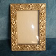 Photo frame art nouveau carved wood golden flowers circa 1900 1920