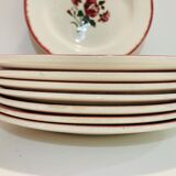 8 plates faience bordeaux-collection bouquet fleuri - digoin sarreguemines -retro-cuisine-vintage