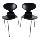 Pair of satin black beech chairs model 3100 "Ant" by Arne Jacobsen for Fritz Hansen, Denmark, 1957.