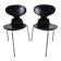 Pair of satin black beech chairs model 3100 "Ant" by Arne Jacobsen for Fritz Hansen, Denmark, 1957.