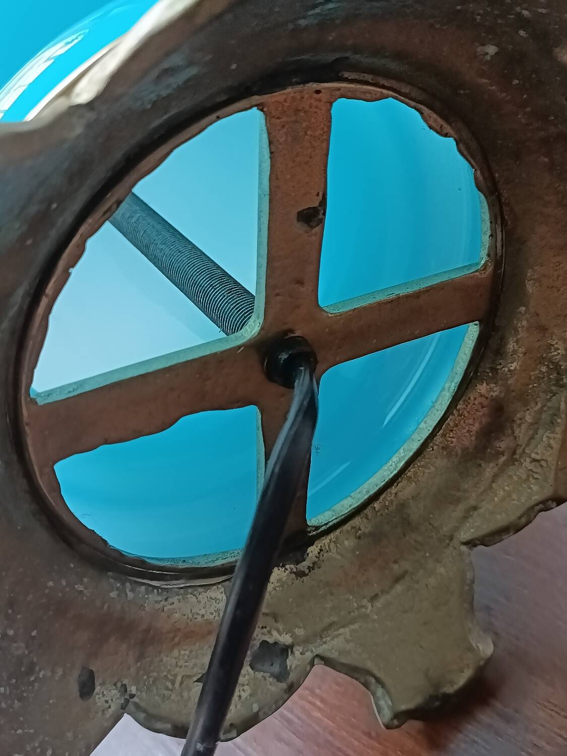 Blue opaline and bronze lamp base