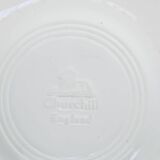 4 Churchill English ironstone soup plates, blue