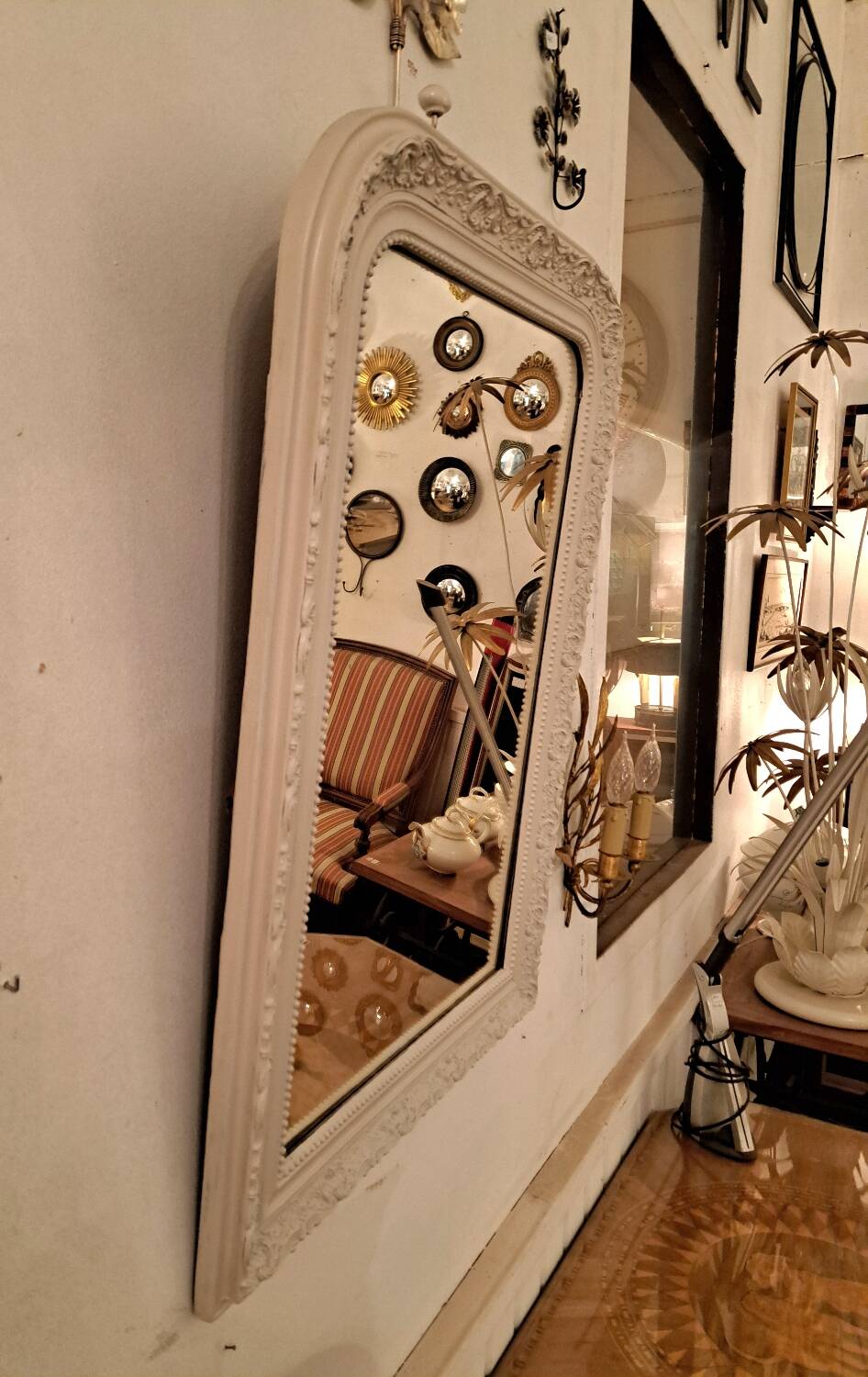 Louis Philippe style mirror in patinated stucco
