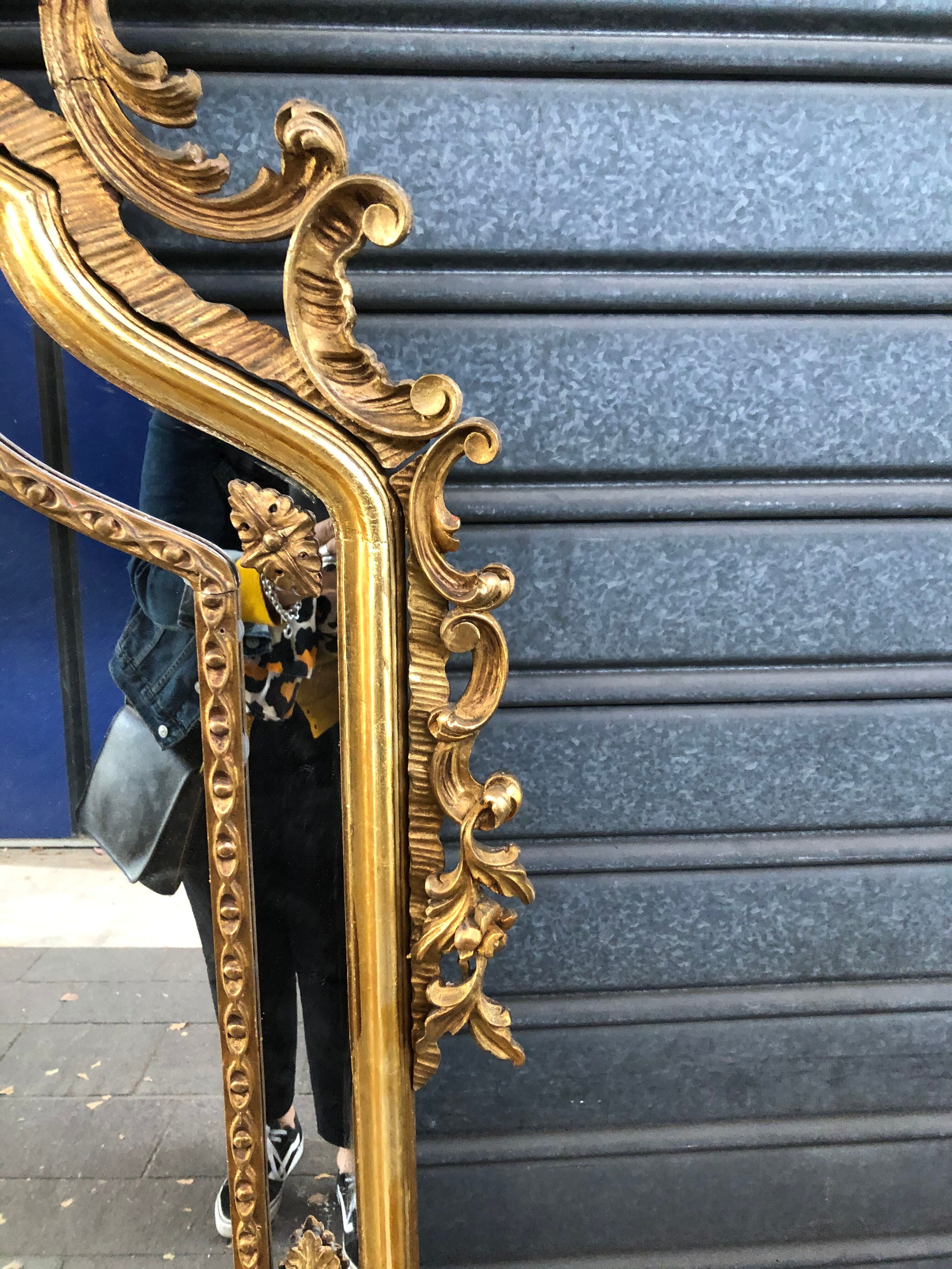 Gilded wooden mirror in baroque style  100x180cm