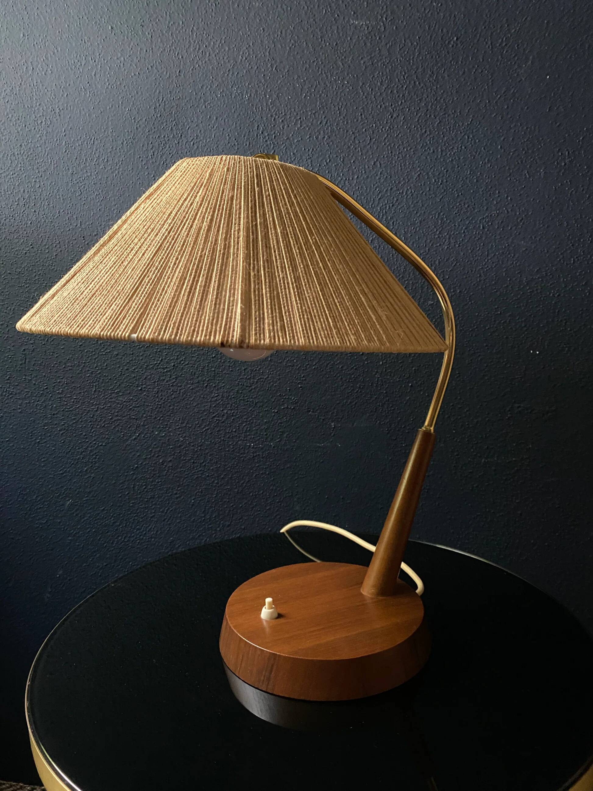 Mid-century modern Temde sisal desk lamp, Germany / Switzerland 1960s