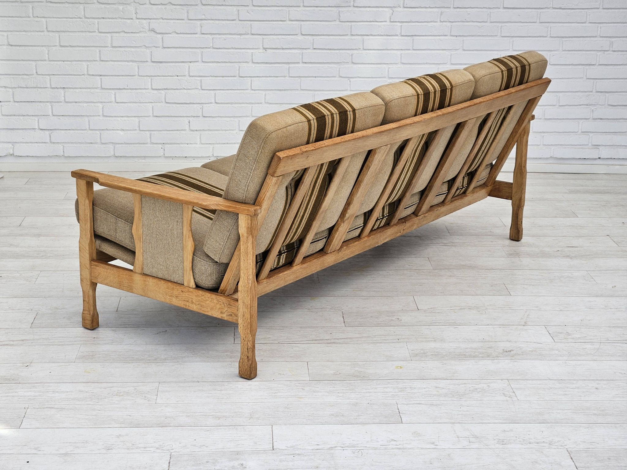 1970s, Danish 3 seater sofa, original very good condition, wool, oak.