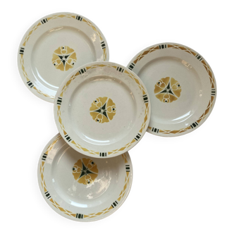Lot de 4 assiettes plates terre de fer Salins modèle Modern Rustic jaune
