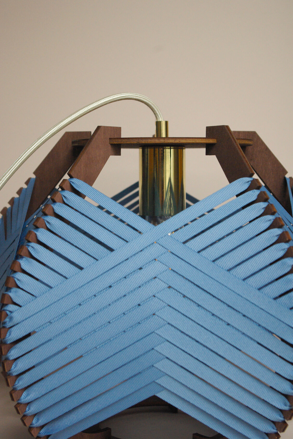 Large blue woven lamp to install