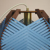 Large blue woven lamp to install