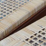 Set of 2 Wooden Art Deco Dining Chairs with Woven Cane Seat and Backrest