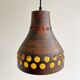 Mid Century caged glass & copper hanging lamp / pendant