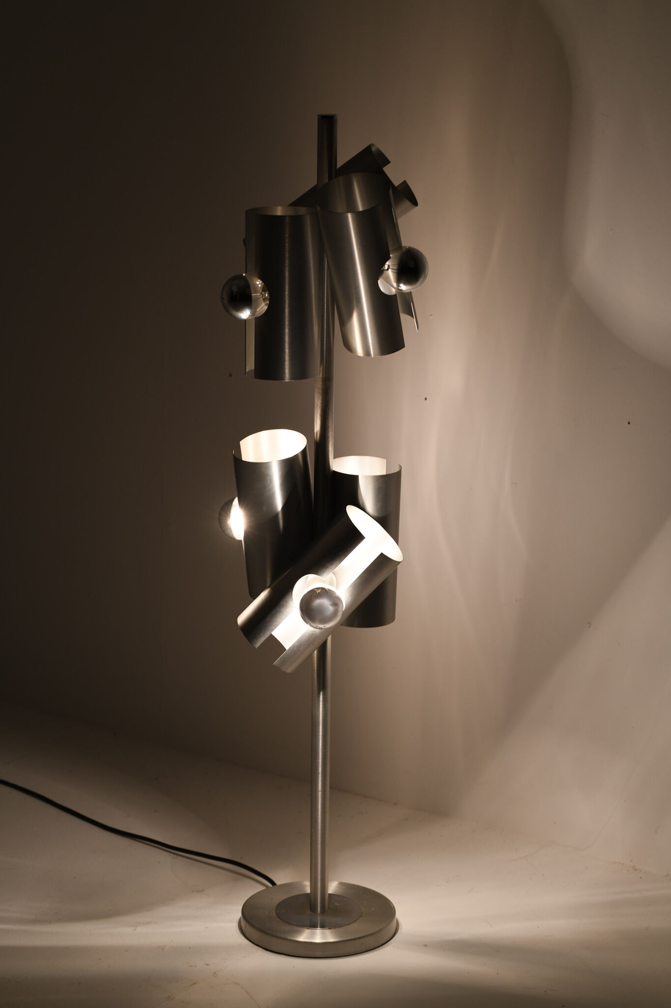 1970s Modernist Brushed Aluminium Floor Lamp